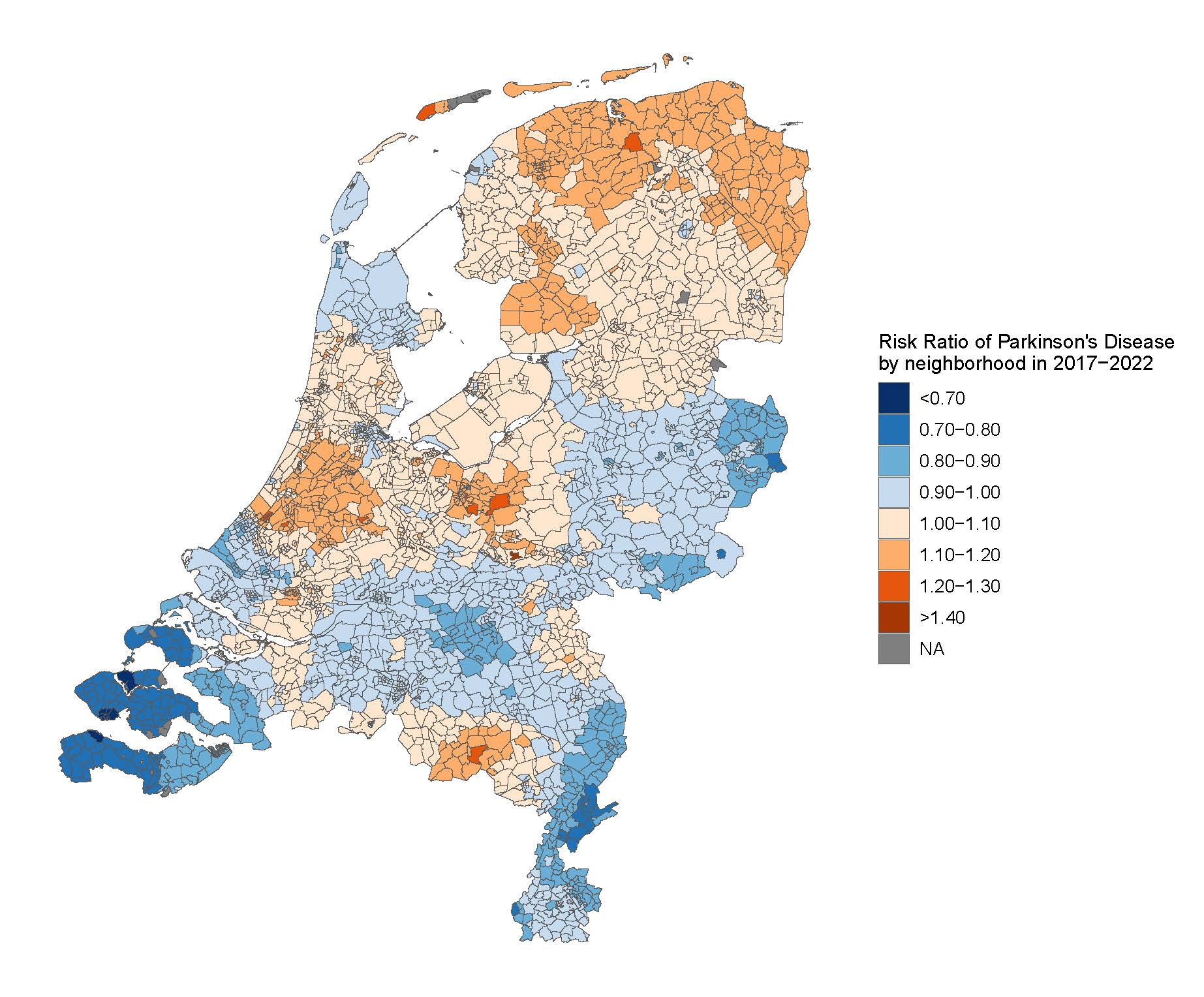 Kaart Incidentie parkinson Nederland